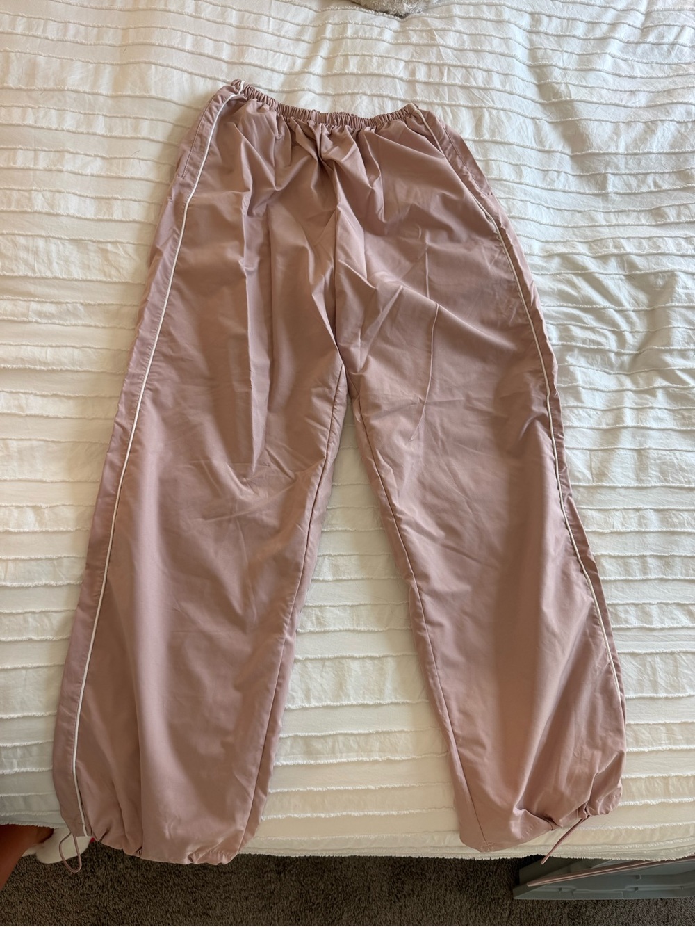 Amazon Pink Track Pants with White Trim